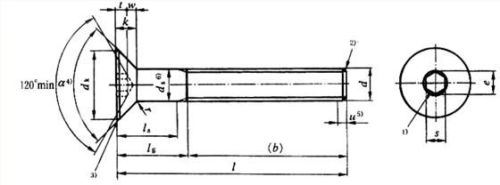 國(guó)標(biāo)號(hào)gb/70.3-2000內(nèi)六角沉頭螺絲，