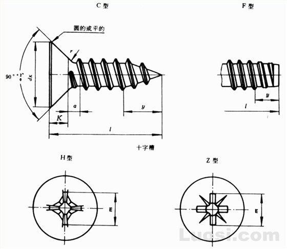 GB/T 846-85 十字槽沉頭自攻螺釘